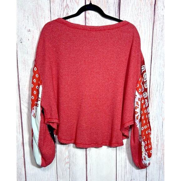 We The Free Free People Blossom Waffle Thermal Top Salmon Color Size Small - Picture 6 of 13